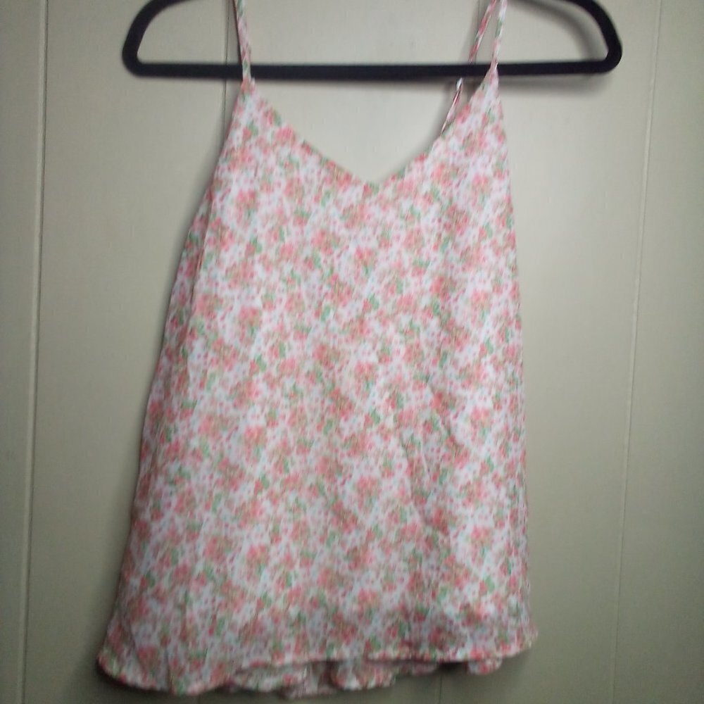 LA Hearts Blouse S Sleeveless Strappy Floral Pink Green